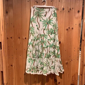 FARM Rio Green Palm Print Maxi Skirt